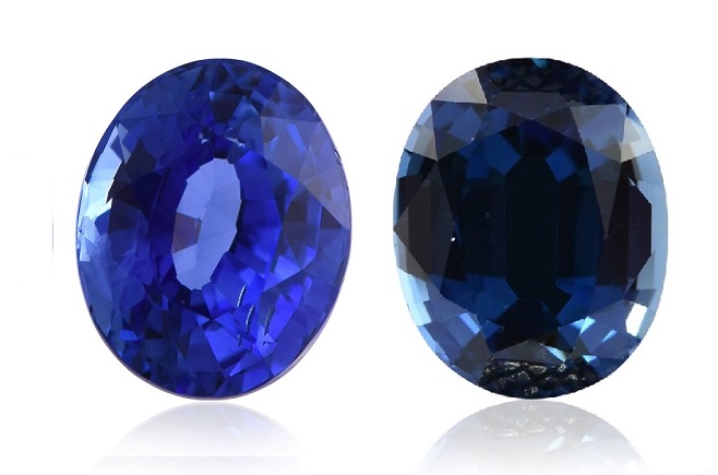 2 Saphire in unterschiedlichen Blau-Nuancen